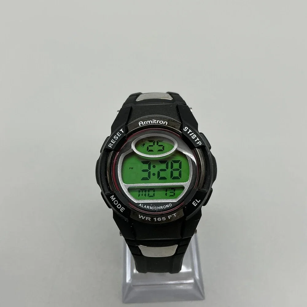 Armitron All Sport 4516975 Boys Watch 35mm Green Digital Black Rubber Alarm